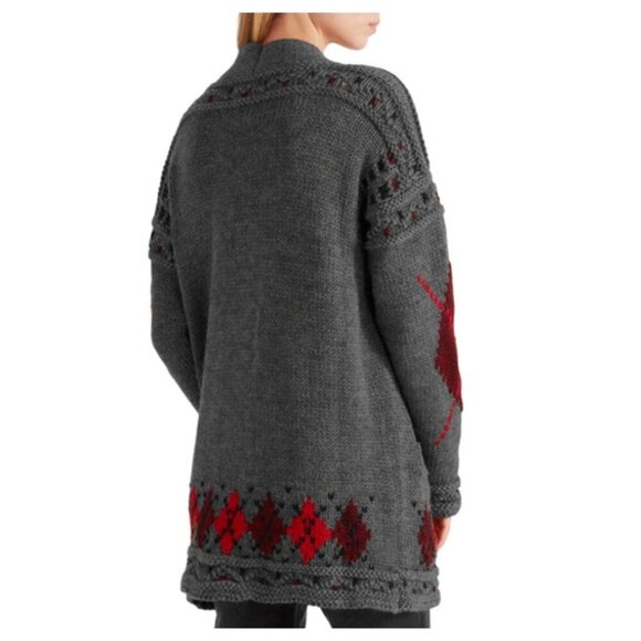 ISABEL MARANT Geena Oversized Argyle WoolAlpaca Blend Cardigan - Picture 2 of 11